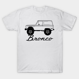 1966-1977 Ford Bronco Side, w Tires, Black Print T-Shirt